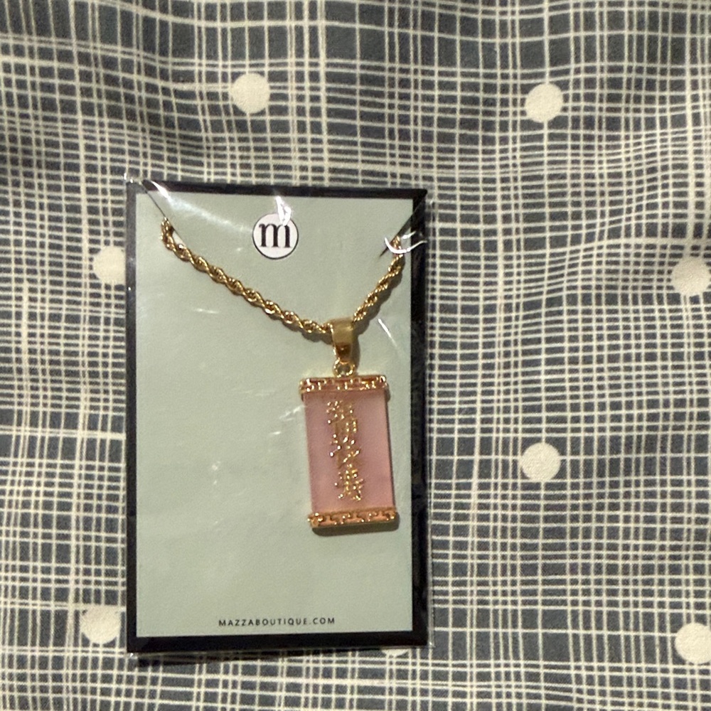 Gold and Pink Pendant Necklace